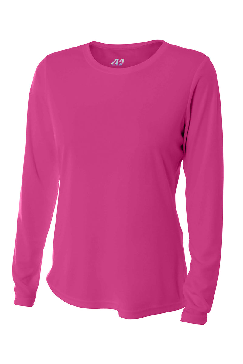 A4 Women's Cooling Performance Long Sleeve Tee - Fuchsia