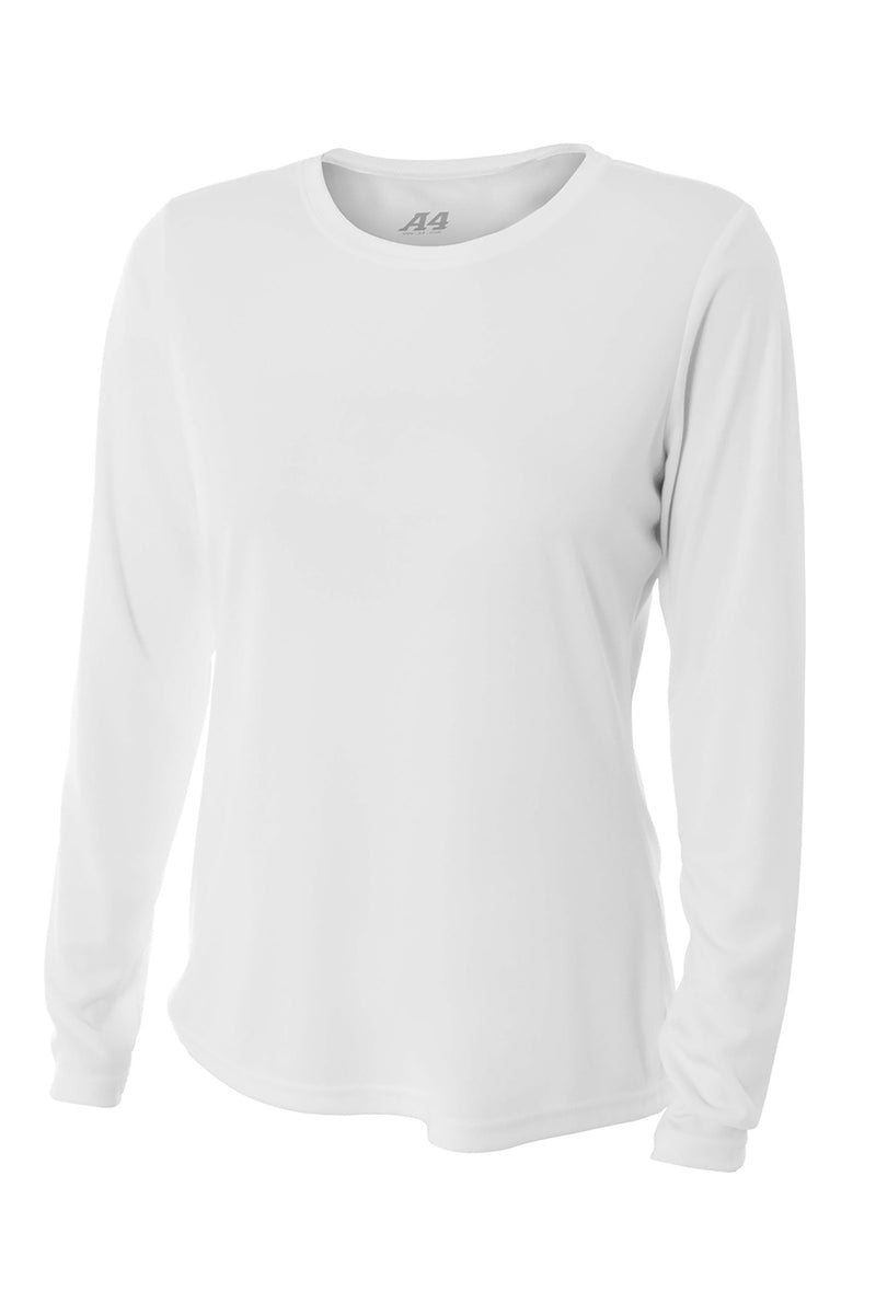 A4 Women's Cooling Performance Long Sleeve Tee - White