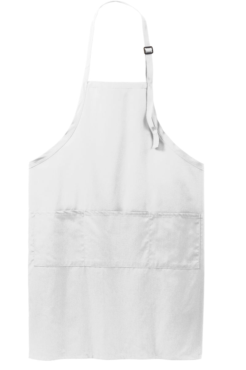 Port Authority Easy Care Extra Long Bib Apron with Stain Release - White