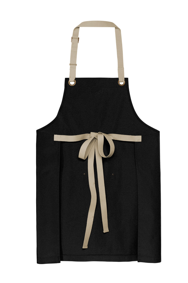 Port Authority Canvas Full-Length Two-Pocket Apron - Black/ Stone