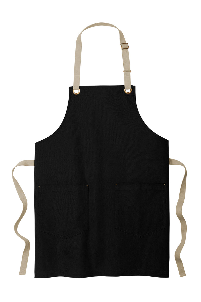 Port Authority Canvas Full-Length Two-Pocket Apron - Black/ Stone