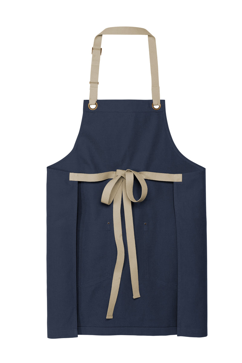 Port Authority Canvas Full-Length Two-Pocket Apron - River Blue Navy/ Stone