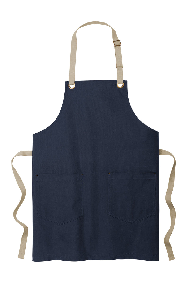 Port Authority Canvas Full-Length Two-Pocket Apron - River Blue Navy/ Stone