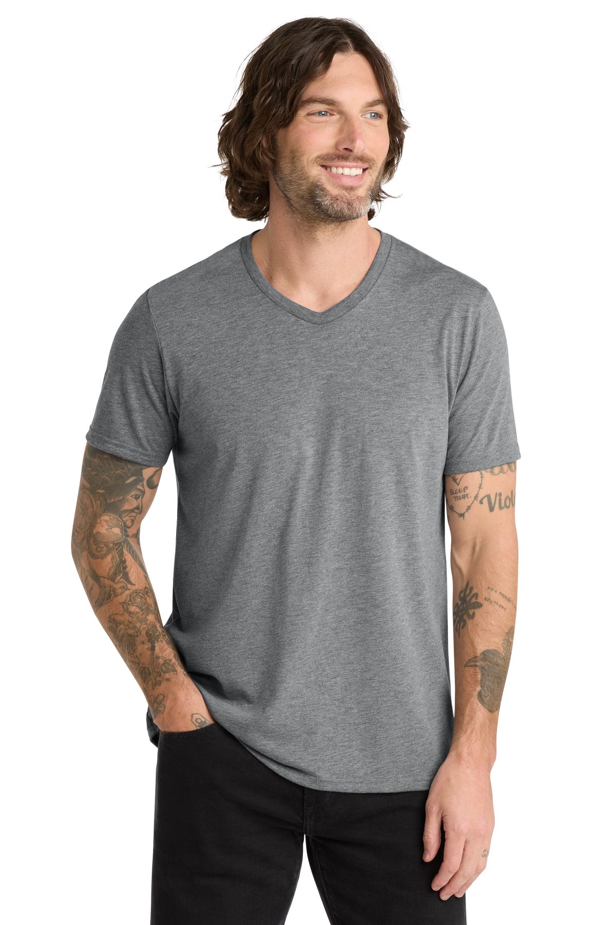 Allmade  Unisex Tri-Blend V-Neck Tee - Aluminum Grey