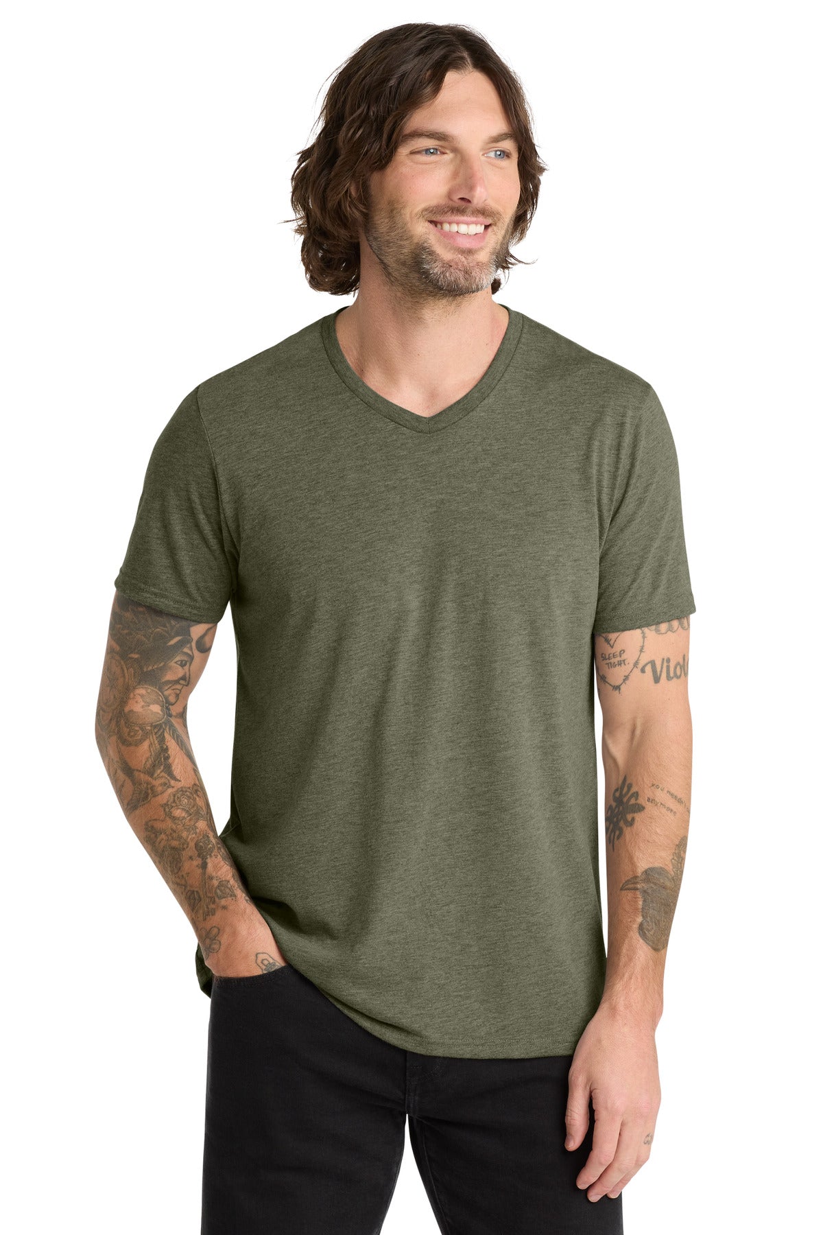 Allmade  Unisex Tri-Blend V-Neck Tee - Olive You Green
