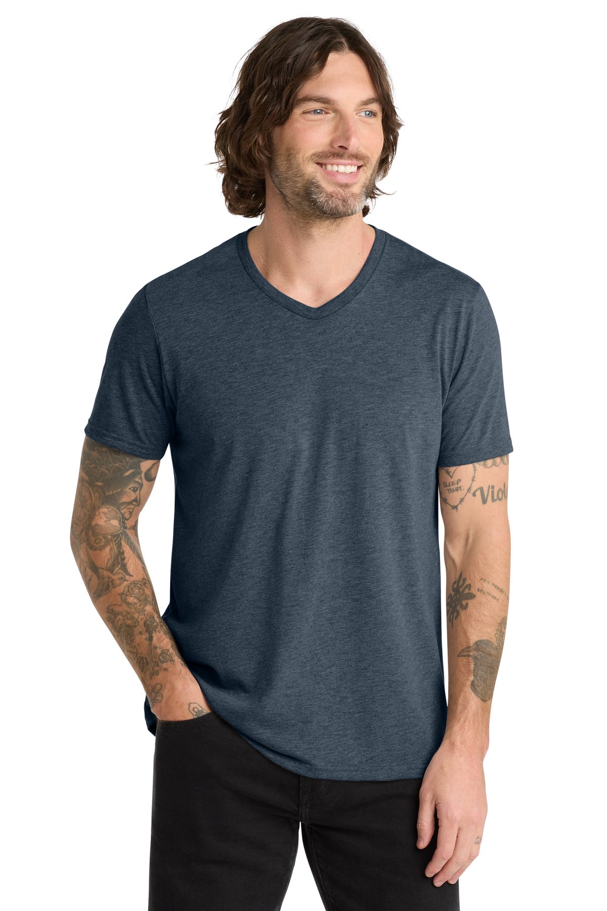 Allmade  Unisex Tri-Blend V-Neck Tee - Rebel Blue