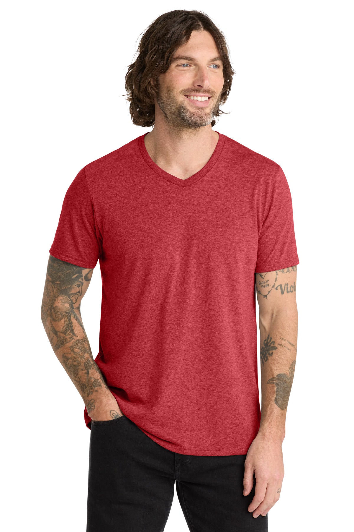 Allmade  Unisex Tri-Blend V-Neck Tee - Rise Up Red
