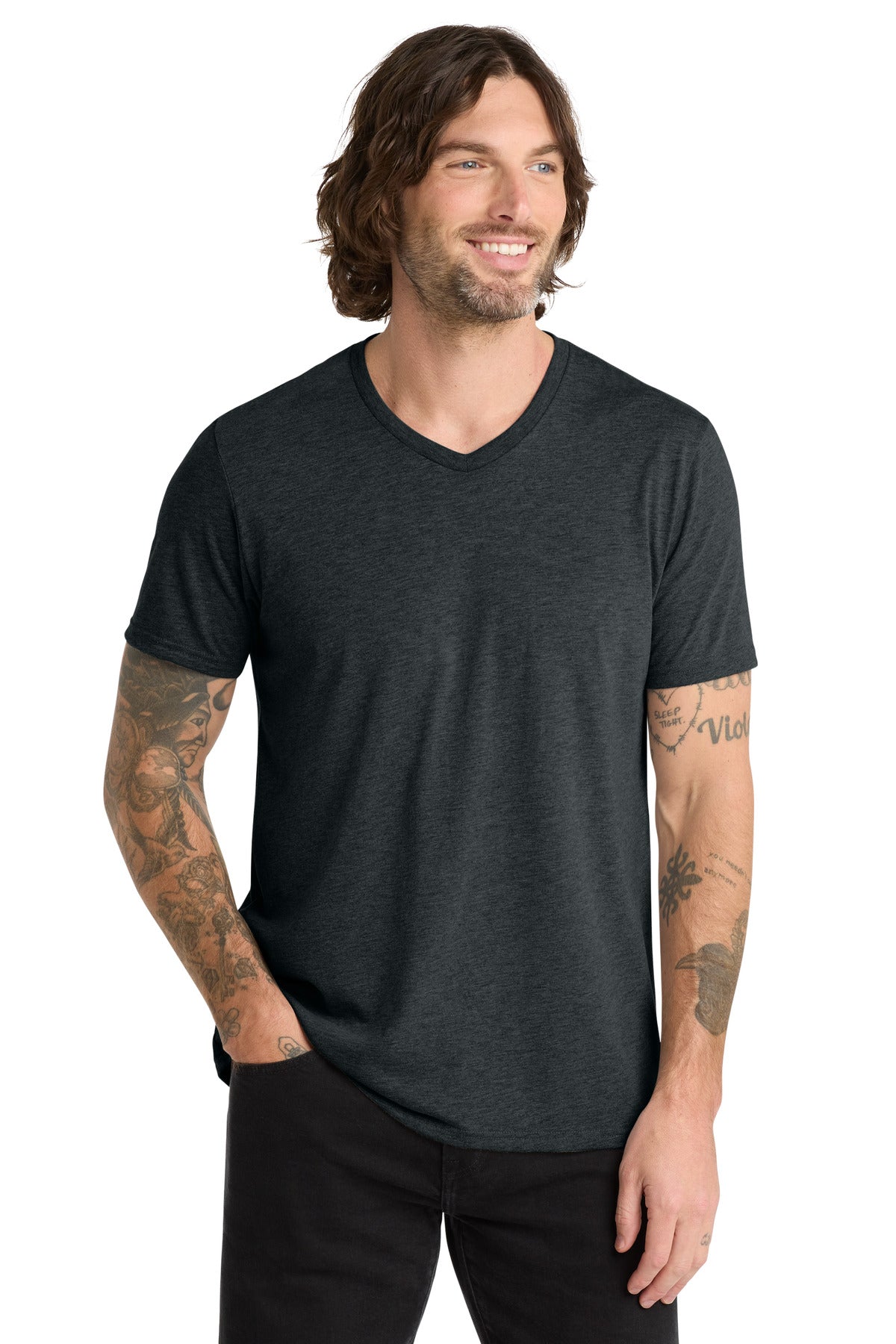 Allmade  Unisex Tri-Blend V-Neck Tee - Space Black