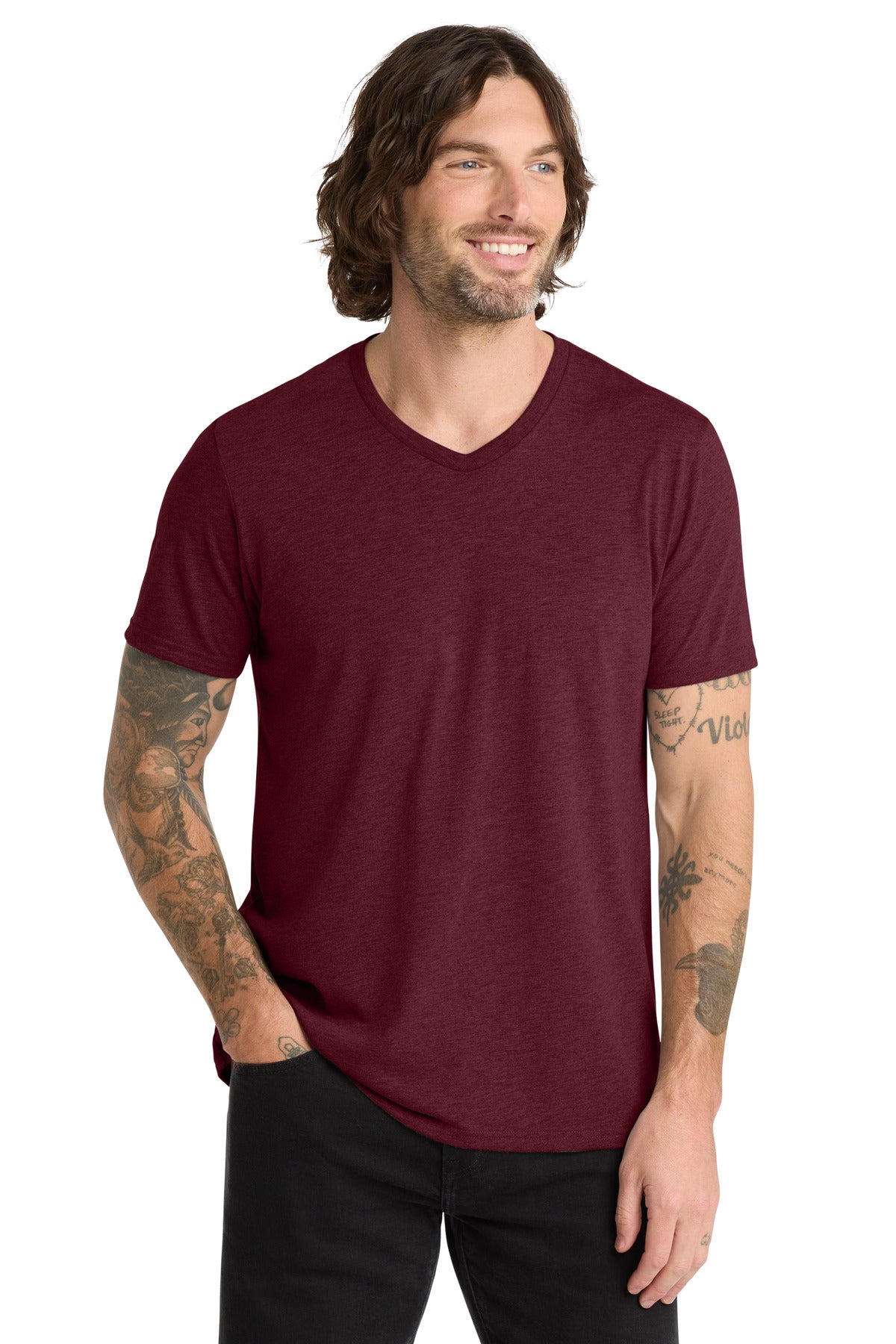 Allmade  Unisex Tri-Blend V-Neck Tee - Vino Red