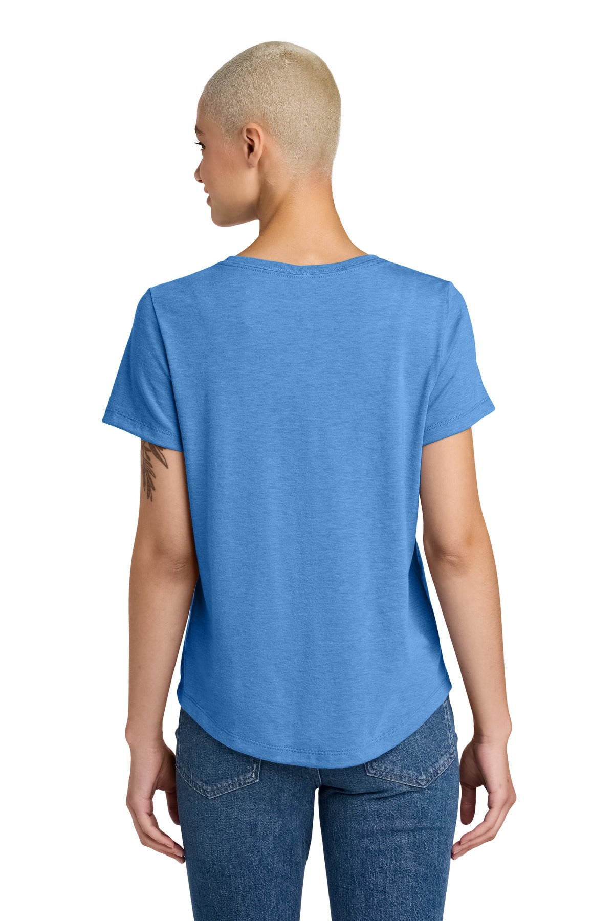 Allmade Women's Relaxed Tri-Blend Scoop Neck Tee - Azure Blue