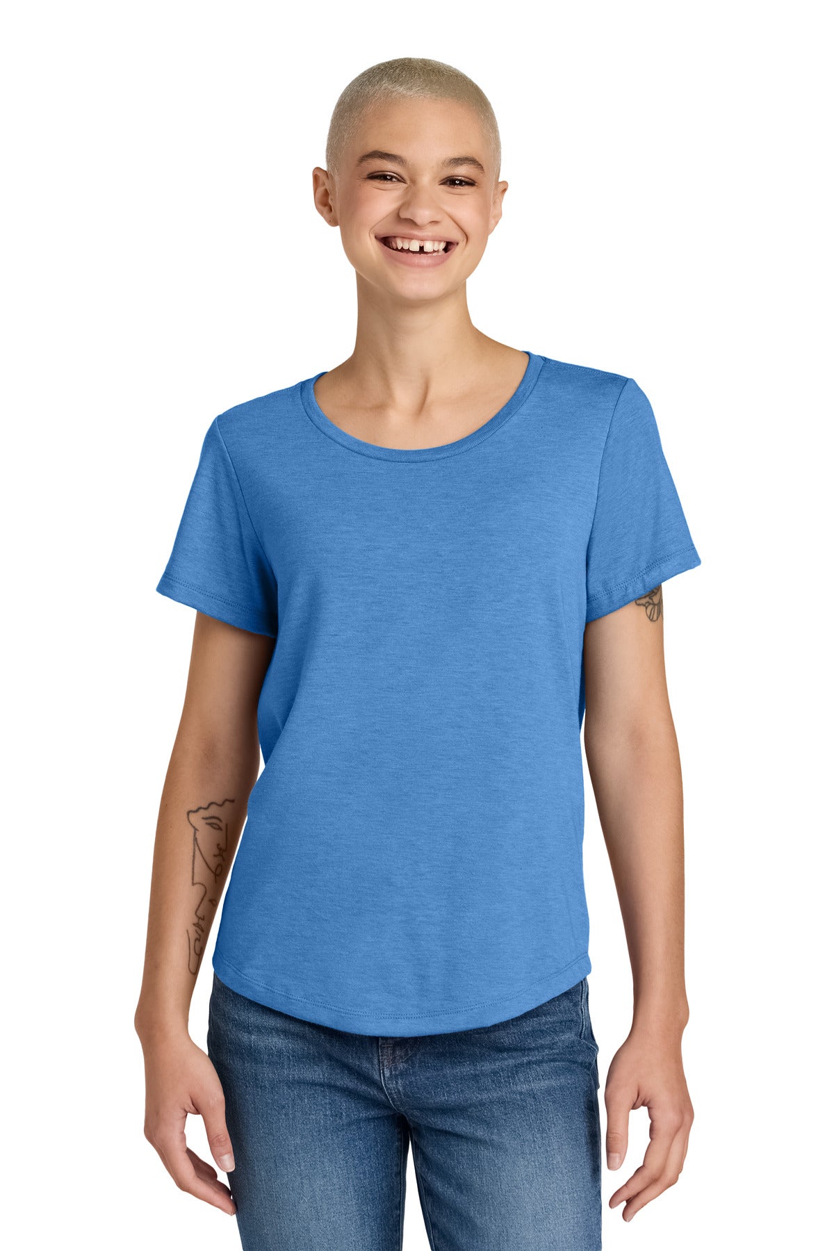 Allmade Women's Relaxed Tri-Blend Scoop Neck Tee - Azure Blue