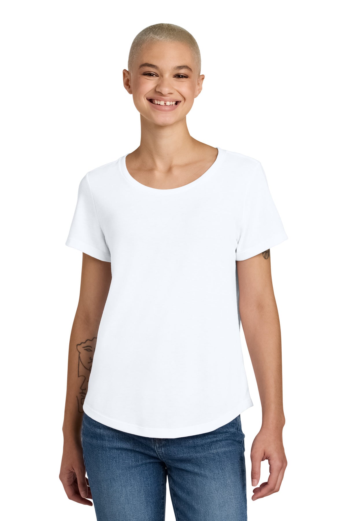 Allmade Women's Relaxed Tri-Blend Scoop Neck Tee - Bright White