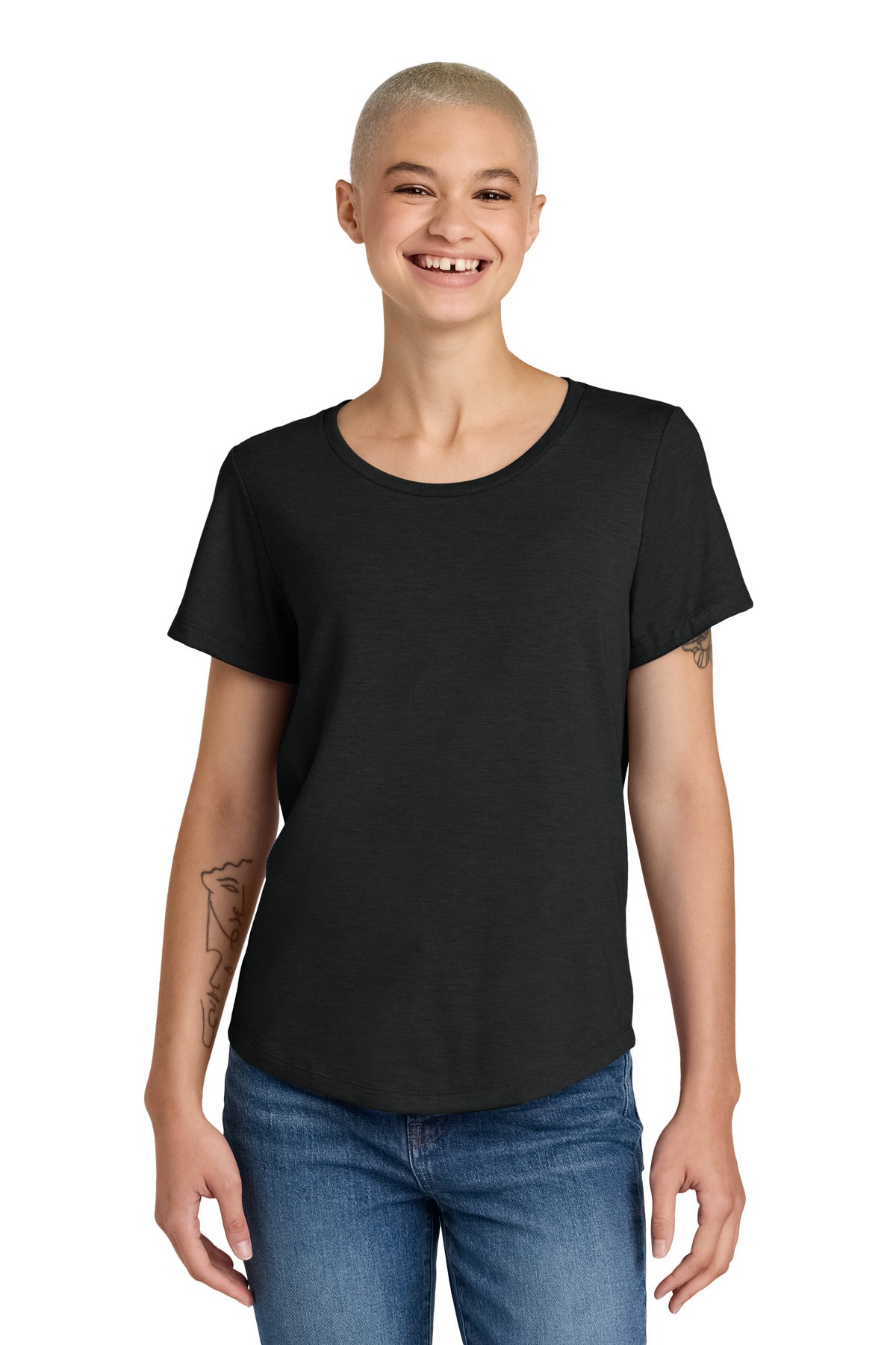 Allmade Women's Relaxed Tri-Blend Scoop Neck Tee - Deep Black