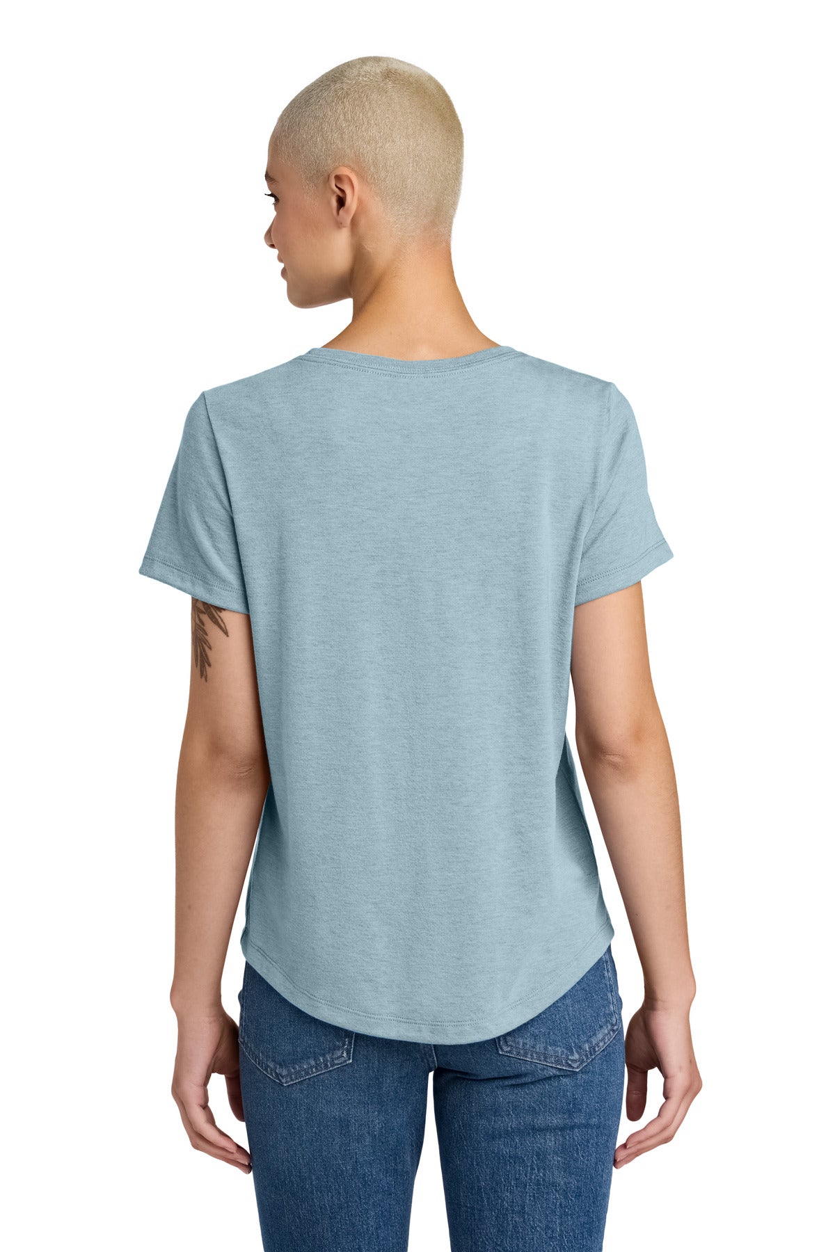 Allmade Women's Relaxed Tri-Blend Scoop Neck Tee - I Like You Blue