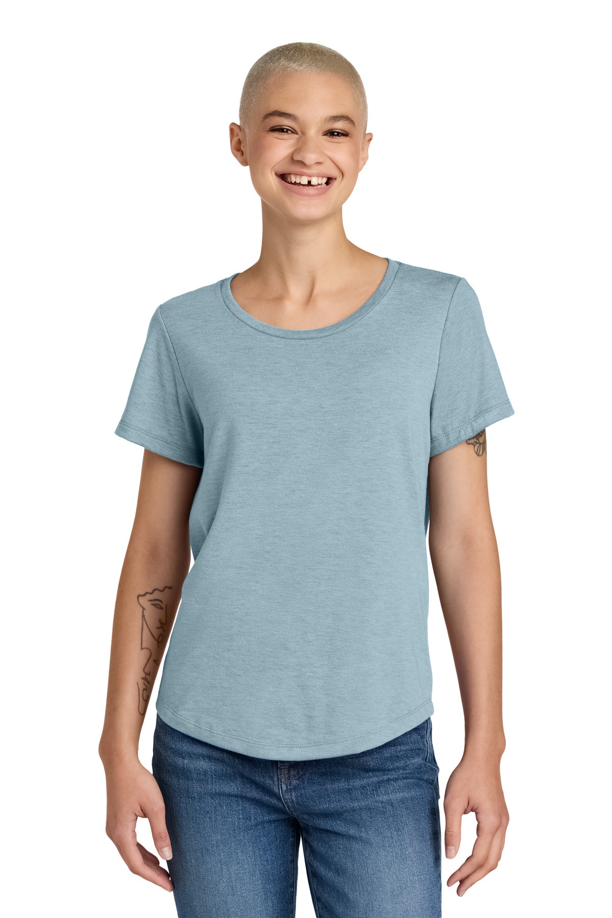 Allmade Women's Relaxed Tri-Blend Scoop Neck Tee - I Like You Blue