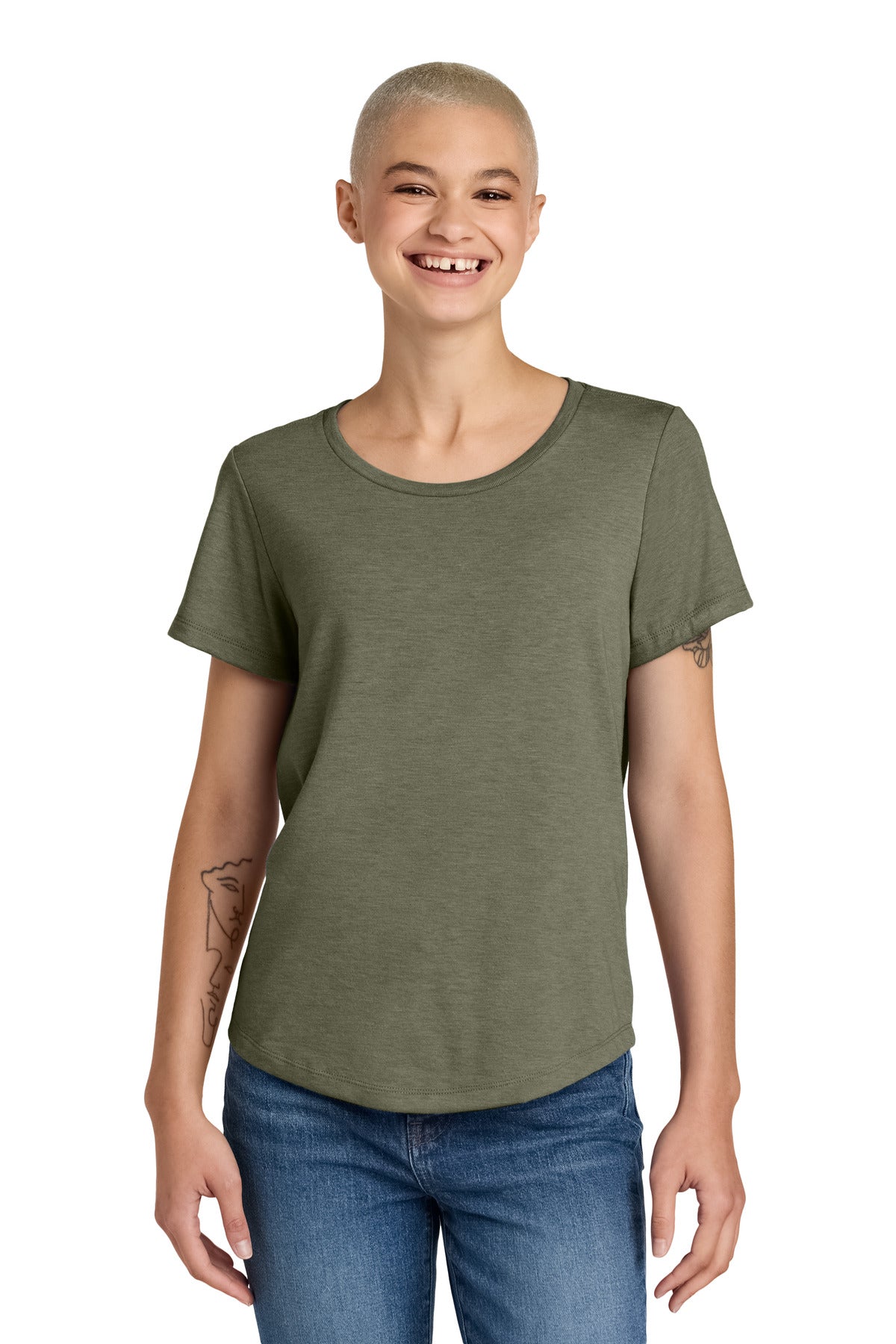 Allmade Women's Relaxed Tri-Blend Scoop Neck Tee - Olive You Green