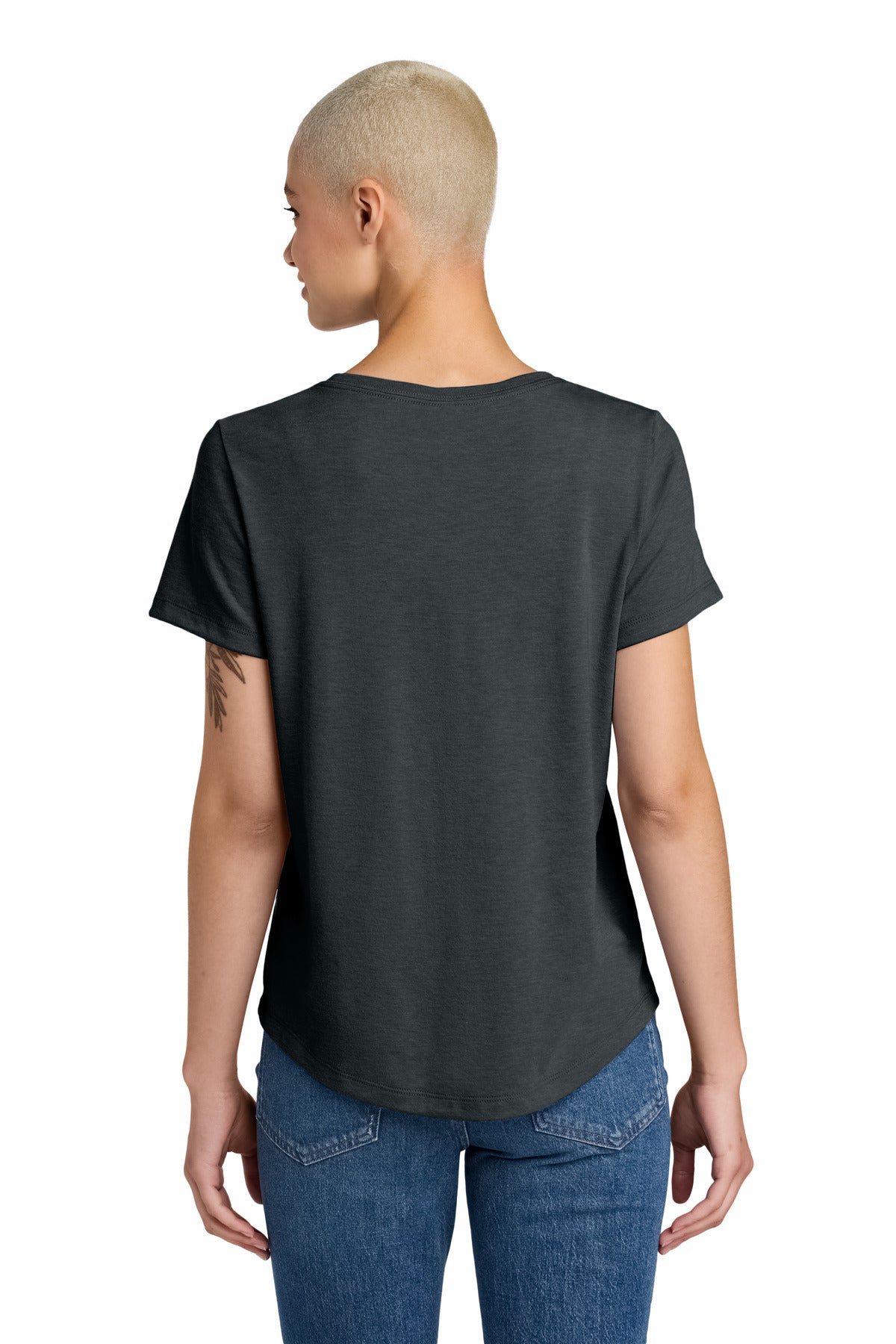 Allmade Women's Relaxed Tri-Blend Scoop Neck Tee - Space Black