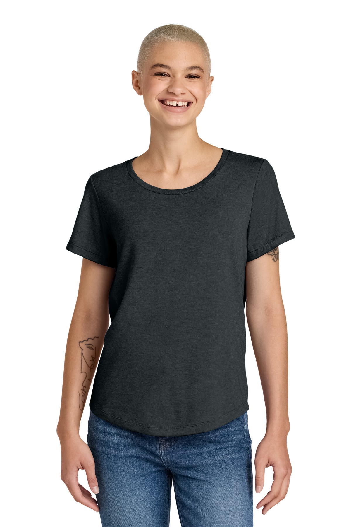 Allmade Women's Relaxed Tri-Blend Scoop Neck Tee - Space Black