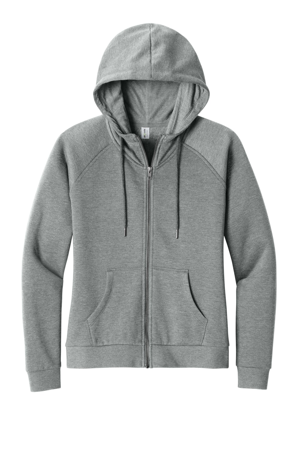 Allmade Women's Organic CVC Fleece Full-Zip Hoodie - Aluminum Grey Heather