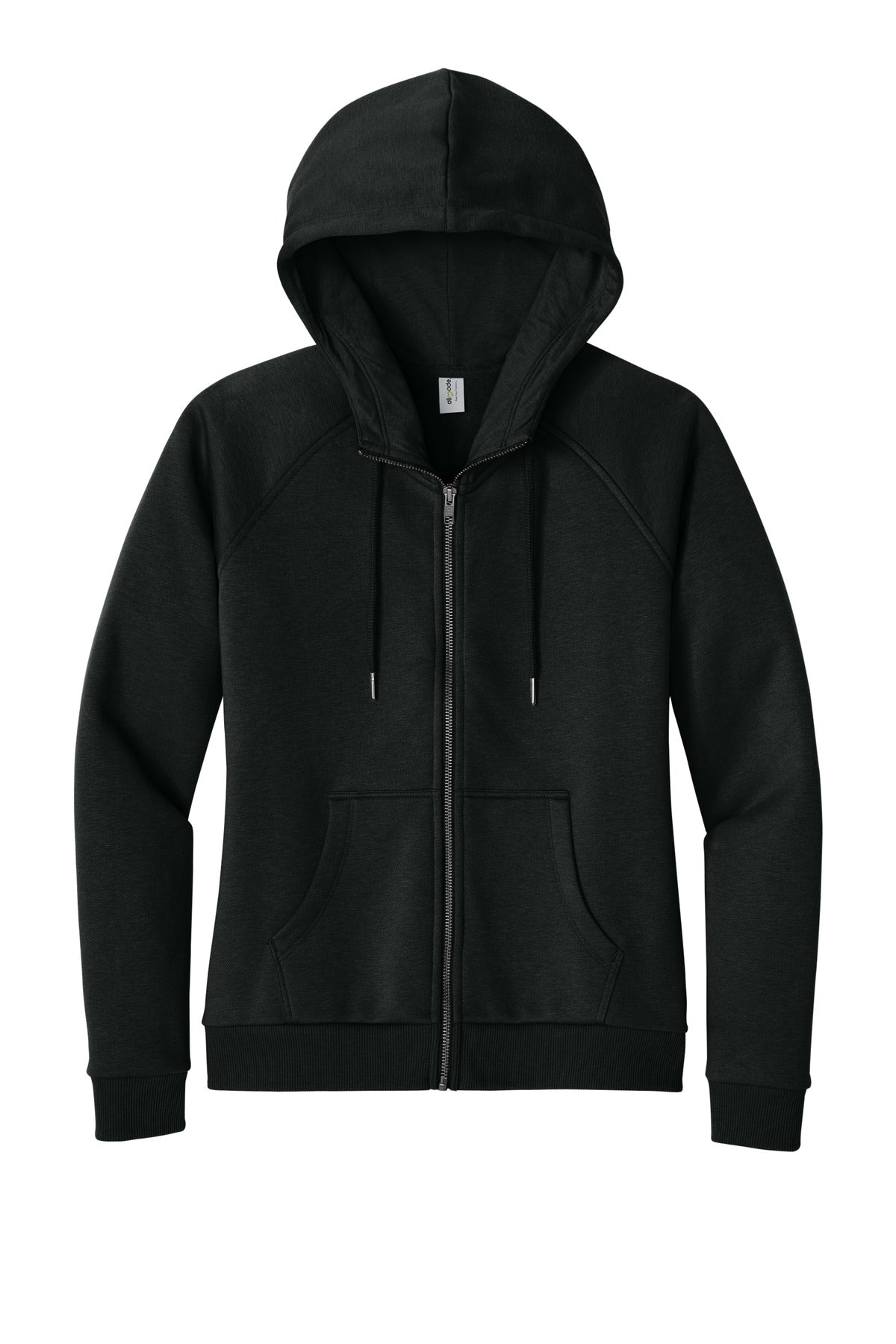 Allmade Women's Organic CVC Fleece Full-Zip Hoodie - Deep Black