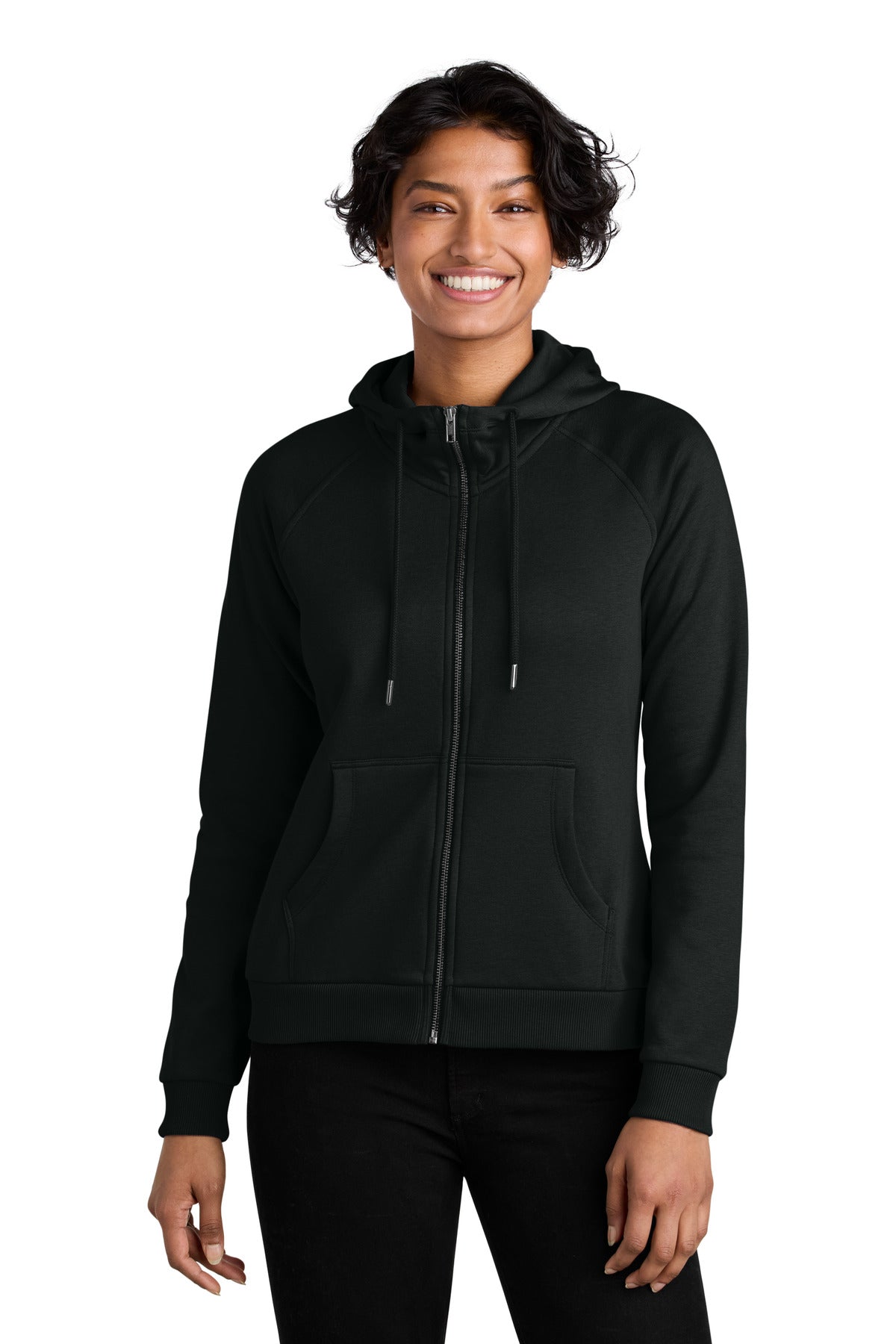 Allmade Women's Organic CVC Fleece Full-Zip Hoodie - Deep Black