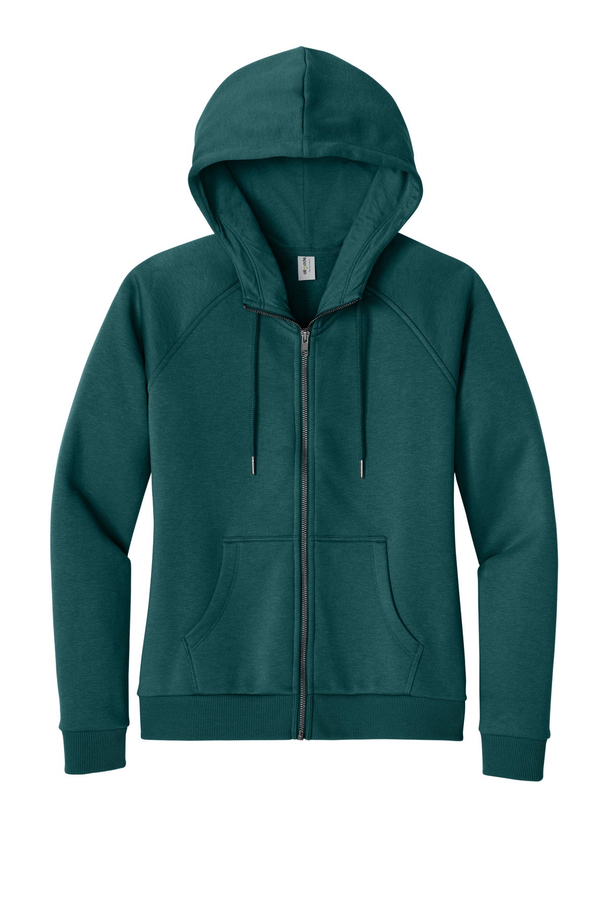 Allmade Women's Organic CVC Fleece Full-Zip Hoodie - Deep Sea Green