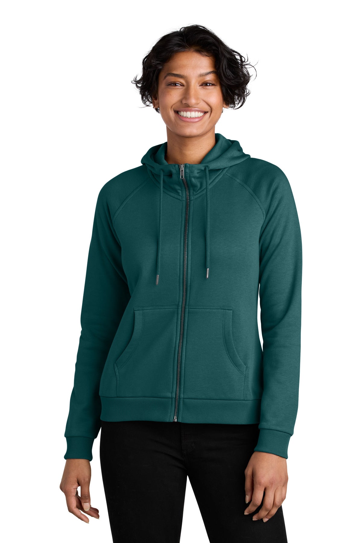 Allmade Women's Organic CVC Fleece Full-Zip Hoodie - Deep Sea Green