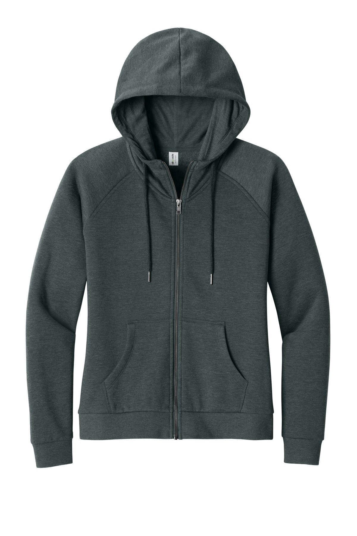 Allmade Women's Organic CVC Fleece Full-Zip Hoodie - Terrain Grey Heather