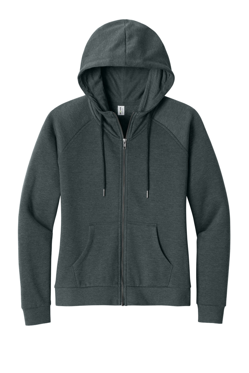 Allmade Women's Organic CVC Fleece Full-Zip Hoodie - Terrain Grey Heather