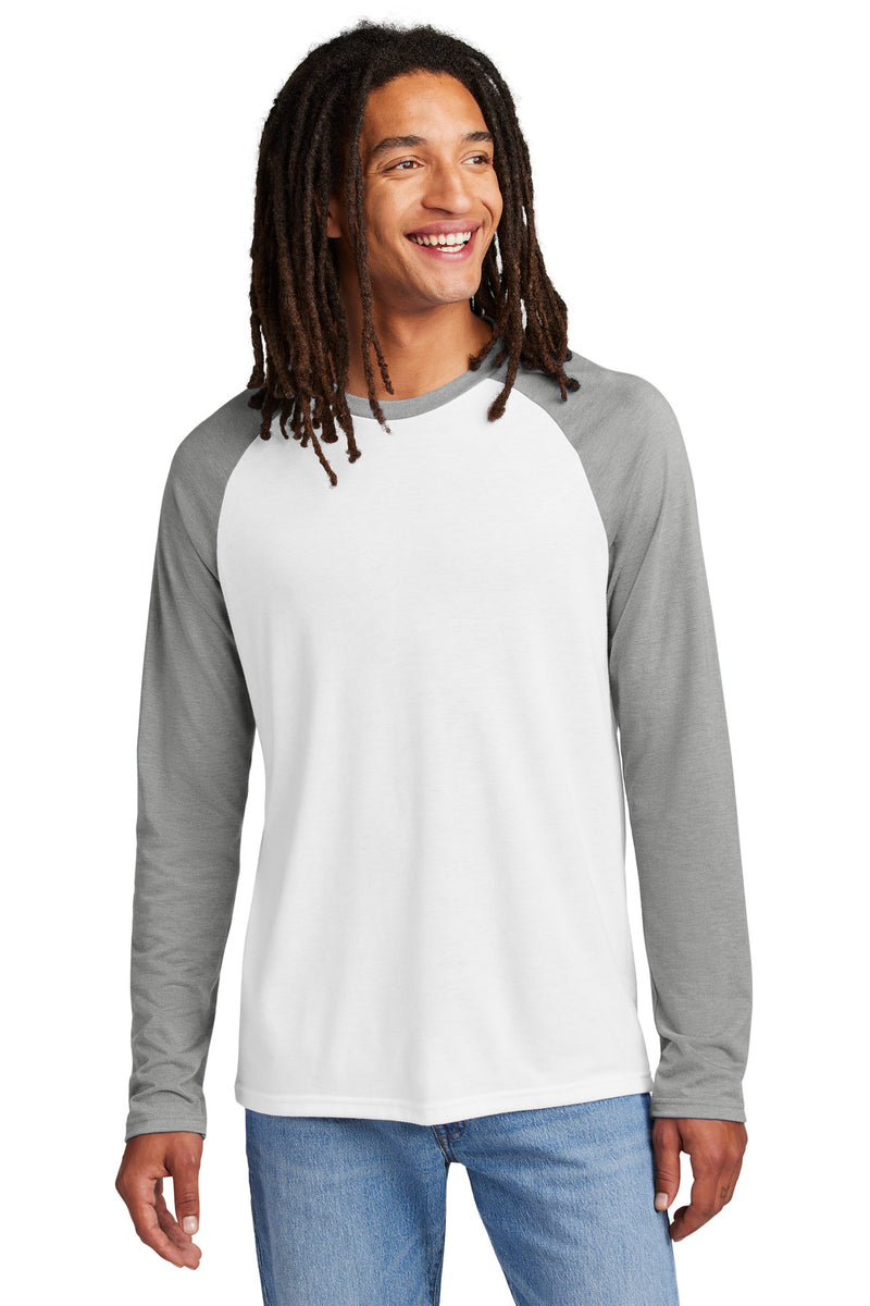 Allmade Unisex Tri-Blend Long Sleeve Colorblock Raglan - Aluminum Grey/ Bright White