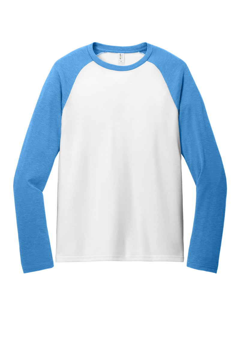 Allmade Unisex Tri-Blend Long Sleeve Colorblock Raglan - Azure Blue/ Bright White