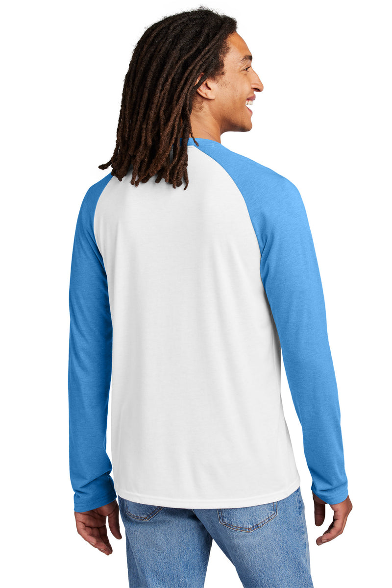 Allmade Unisex Tri-Blend Long Sleeve Colorblock Raglan - Azure Blue/ Bright White