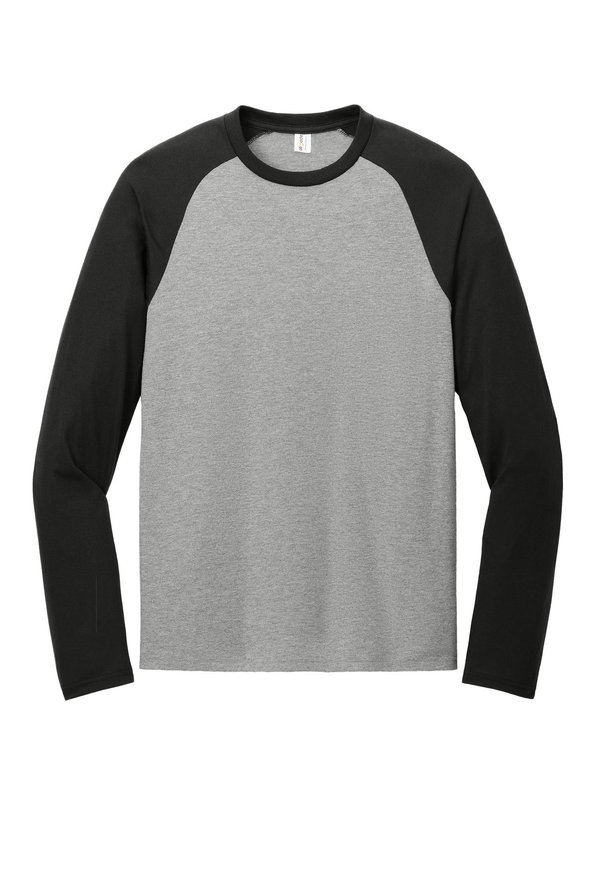 Allmade Unisex Tri-Blend Long Sleeve Colorblock Raglan - Deep Black/ Aluminum Grey