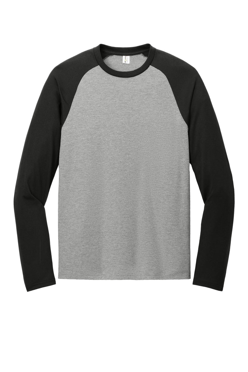 Allmade Unisex Tri-Blend Long Sleeve Colorblock Raglan - Deep Black/ Aluminum Grey