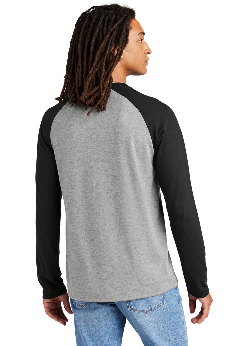 Allmade Unisex Tri-Blend Long Sleeve Colorblock Raglan - Deep Black/ Aluminum Grey
