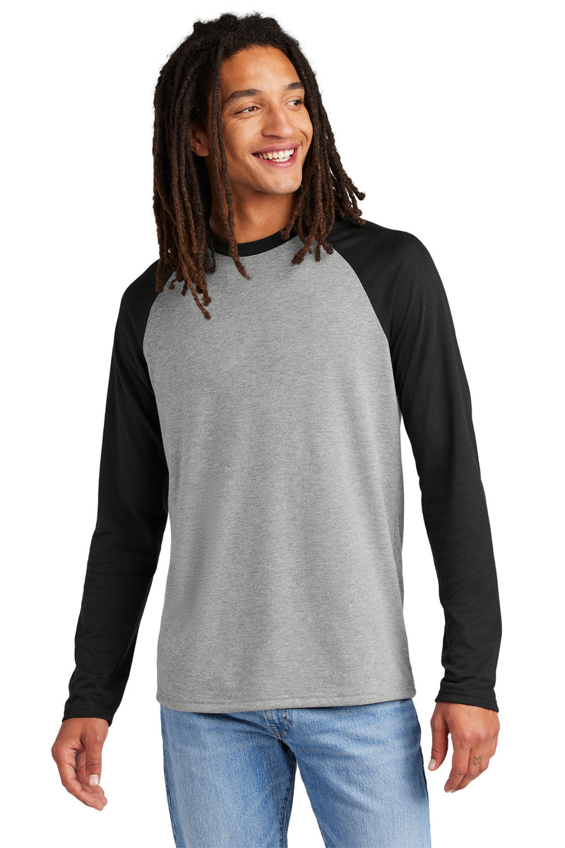 Allmade Unisex Tri-Blend Long Sleeve Colorblock Raglan - Deep Black/ Aluminum Grey