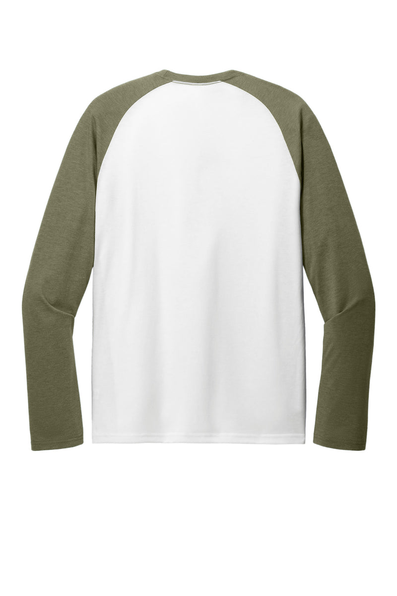 Allmade Unisex Tri-Blend Long Sleeve Colorblock Raglan - Olive You Green/ Bright White