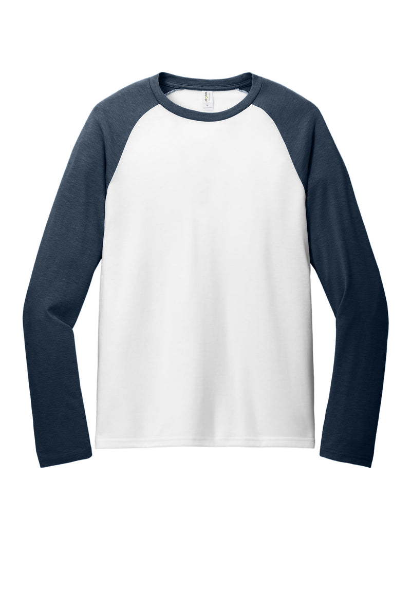 Allmade Unisex Tri-Blend Long Sleeve Colorblock Raglan - Rebel Blue/ Bright White