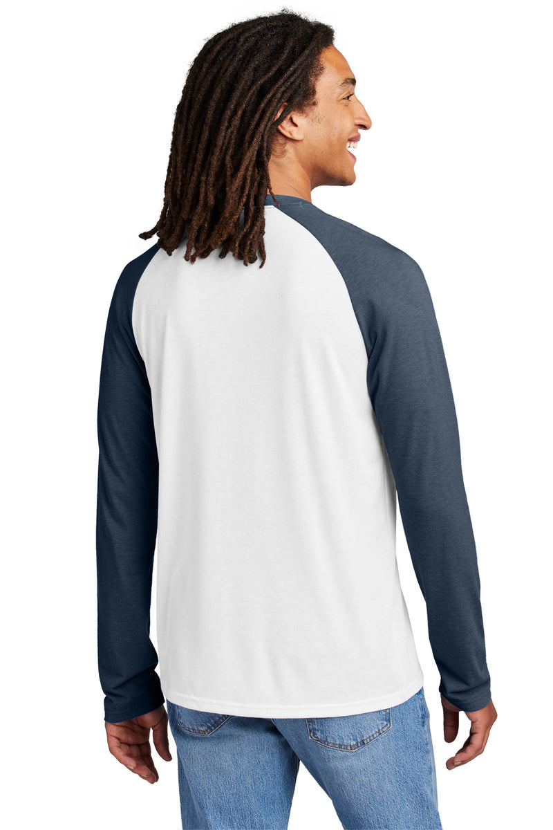 Allmade Unisex Tri-Blend Long Sleeve Colorblock Raglan - Rebel Blue/ Bright White