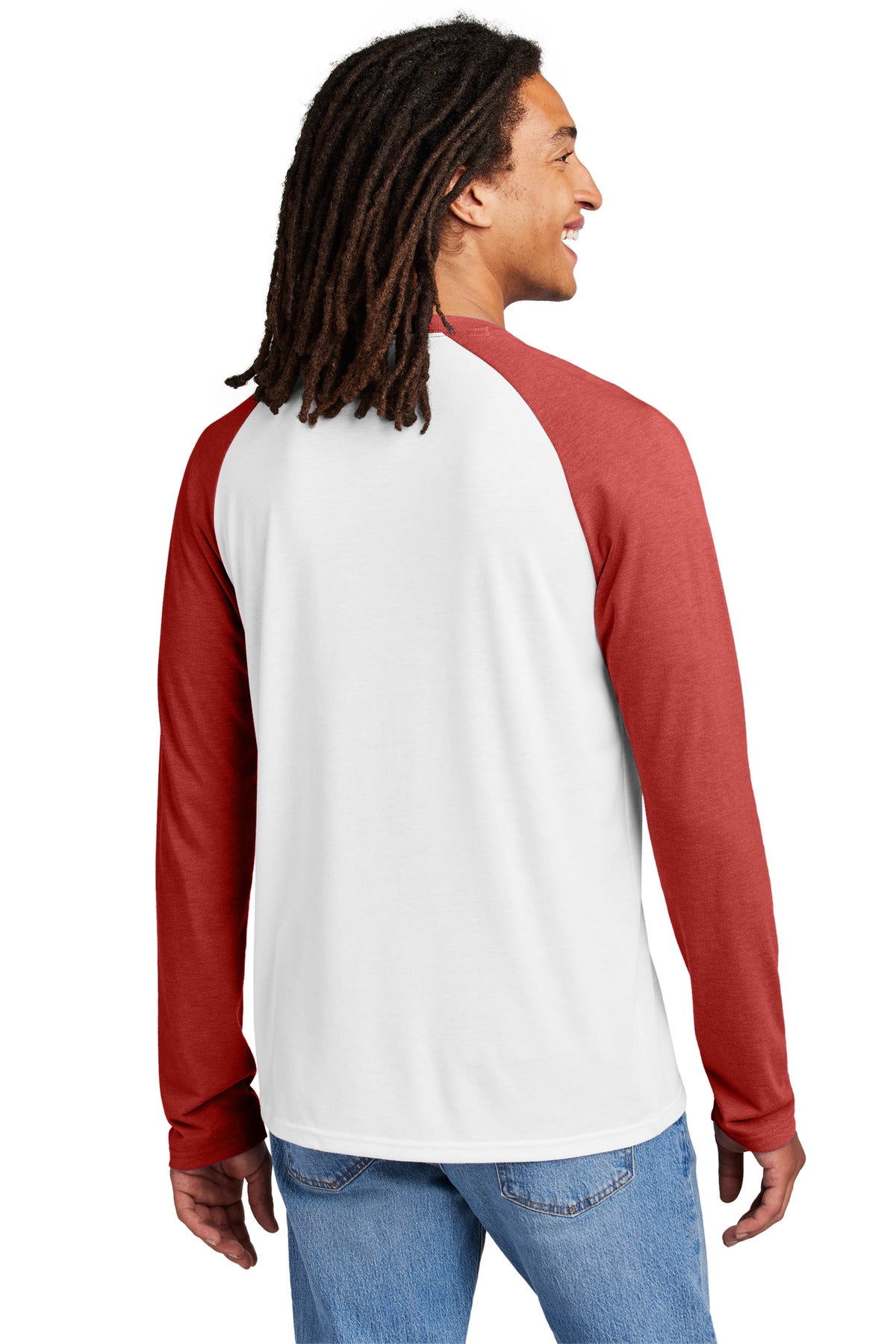 Allmade Unisex Tri-Blend Long Sleeve Colorblock Raglan - Rise Up Red/ Bright White