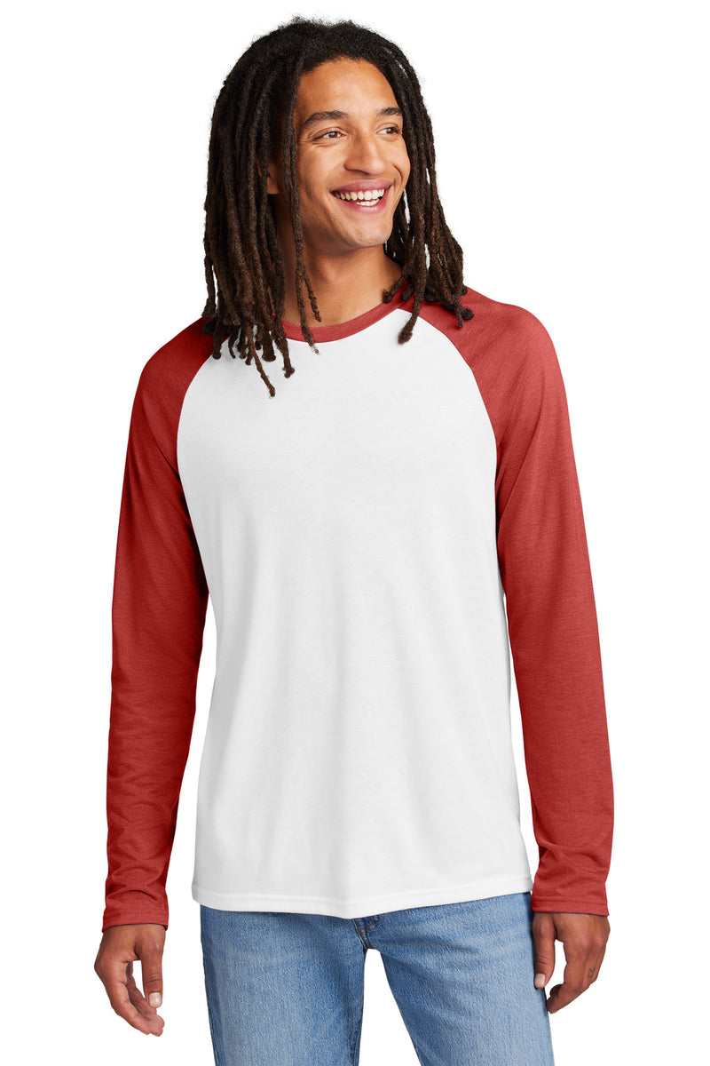 Allmade Unisex Tri-Blend Long Sleeve Colorblock Raglan - Rise Up Red/ Bright White