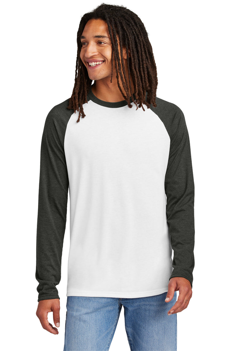 Allmade Unisex Tri-Blend Long Sleeve Colorblock Raglan - Space Black/ Bright White