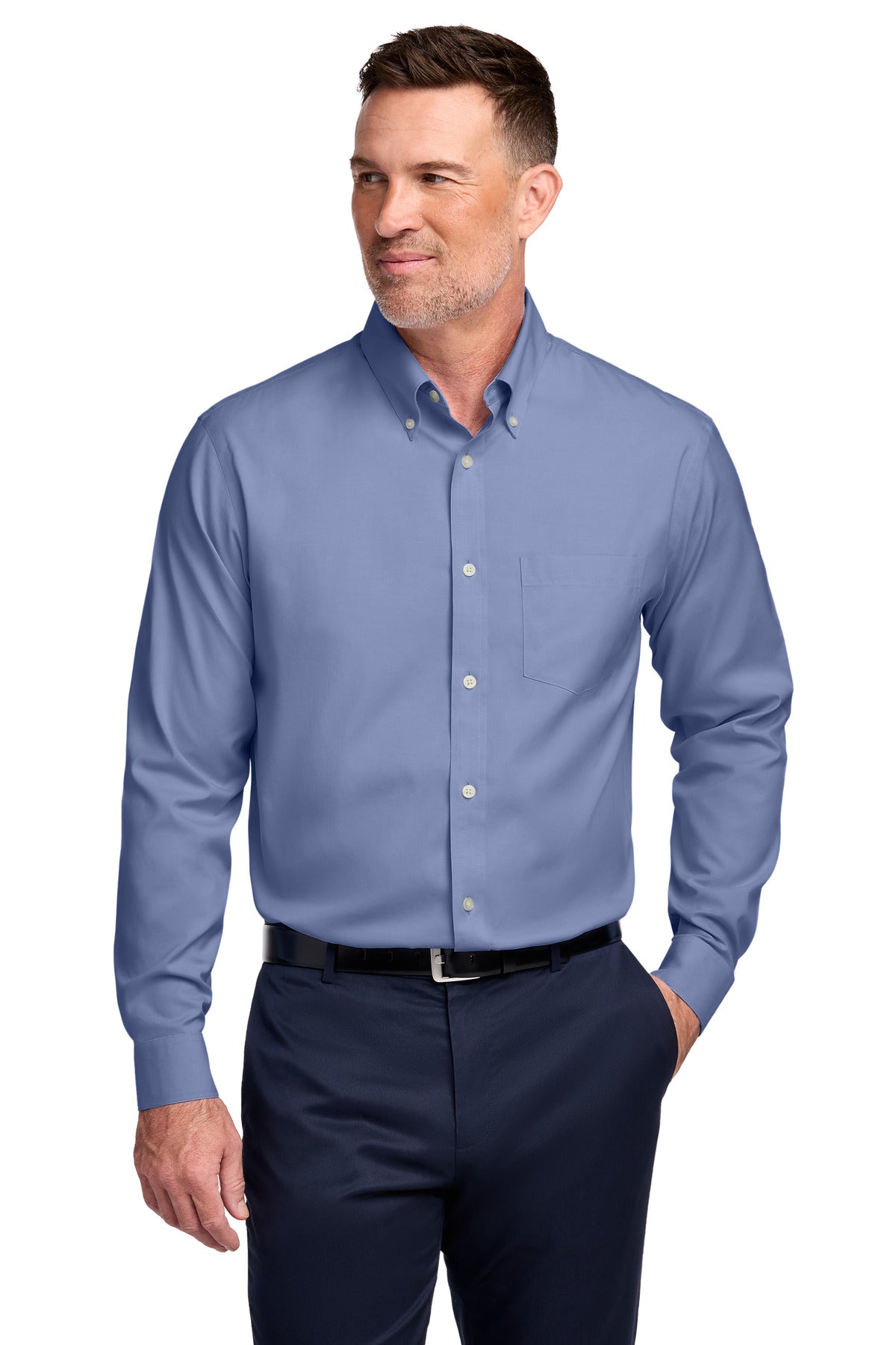 Brooks Brothers Wrinkle-Free Stretch Pinpoint Shirt - Cobalt Blue
