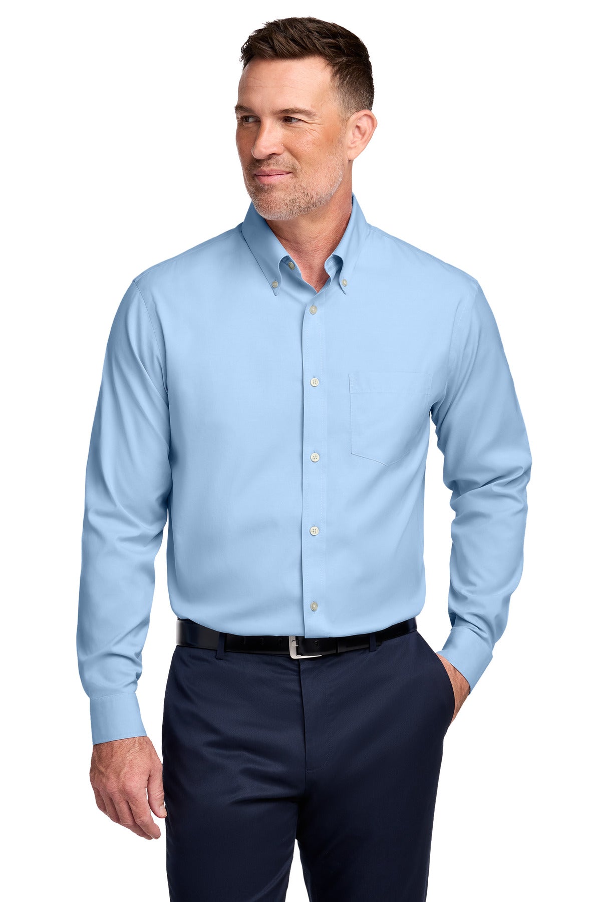 Brooks Brothers Wrinkle-Free Stretch Pinpoint Shirt - Newport Blue