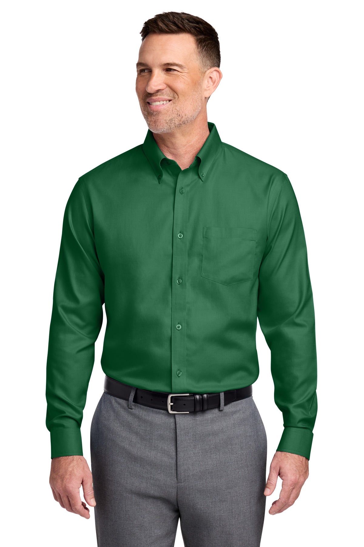 Brooks Brothers Wrinkle-Free Stretch Nailhead Shirt - Club Green