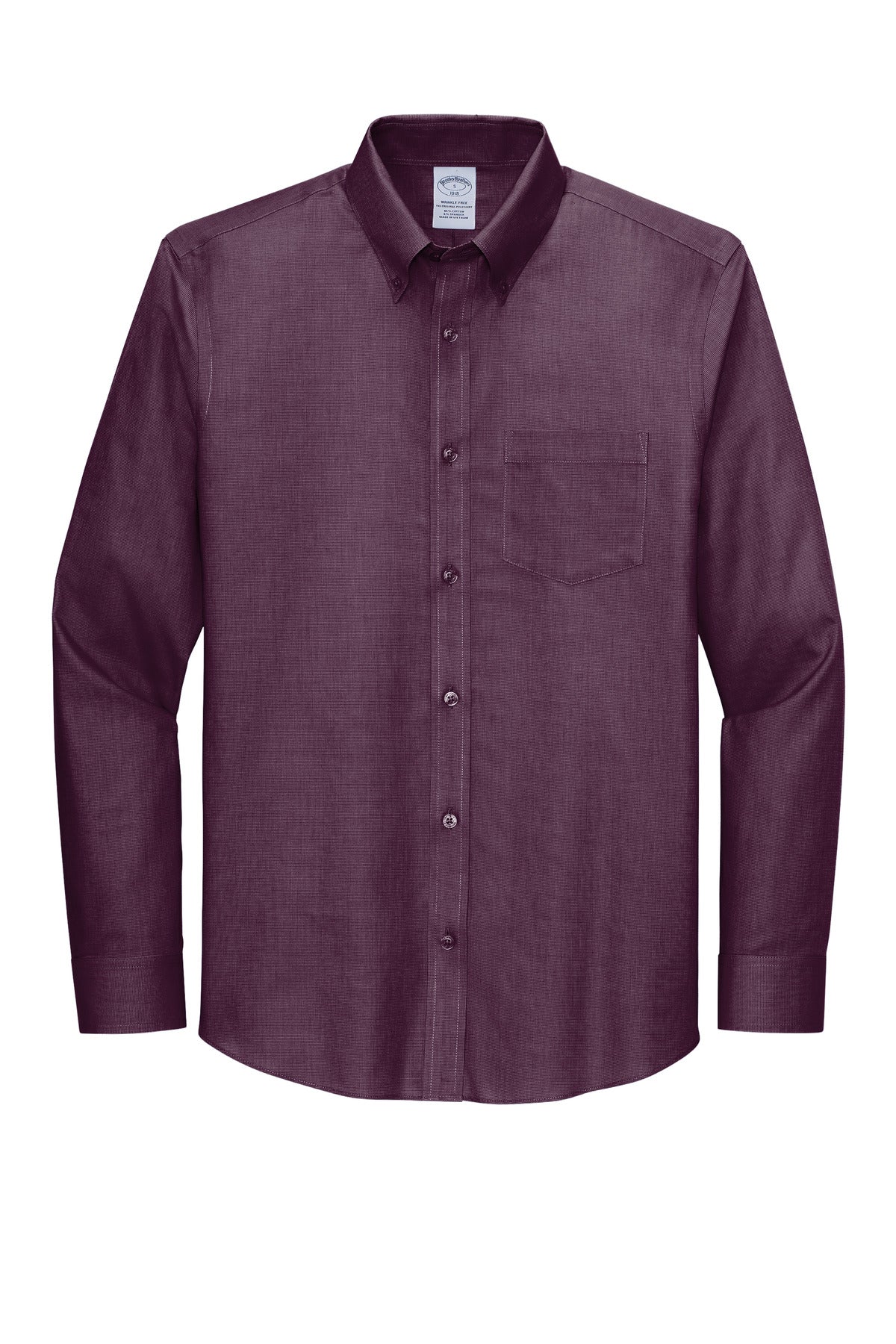 Brooks Brothers Wrinkle-Free Stretch Nailhead Shirt - Navy Blazer/ Vintage Port