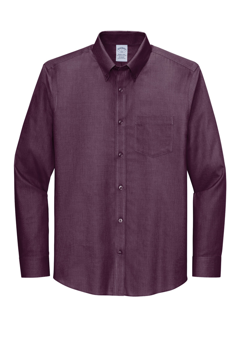 Brooks Brothers Wrinkle-Free Stretch Nailhead Shirt - Navy Blazer/ Vintage Port
