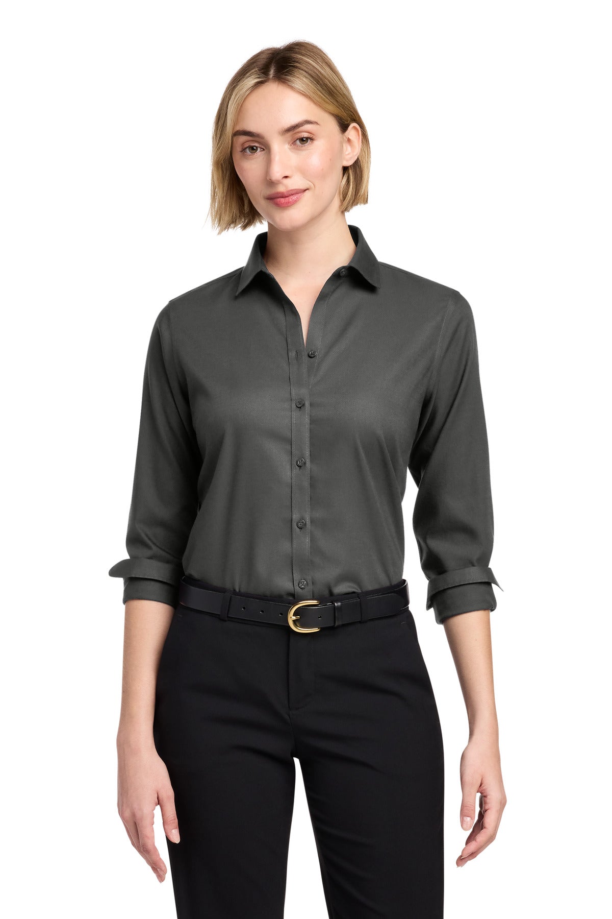 Brooks Brothers Women's Wrinkle-Free Stretch Nailhead Shirt - Deep Black