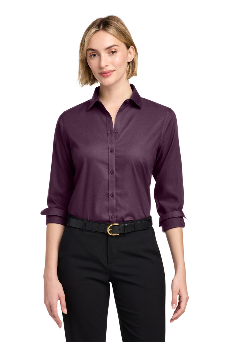 Brooks Brothers Women's Wrinkle-Free Stretch Nailhead Shirt - Navy Blazer/ Vintage Port