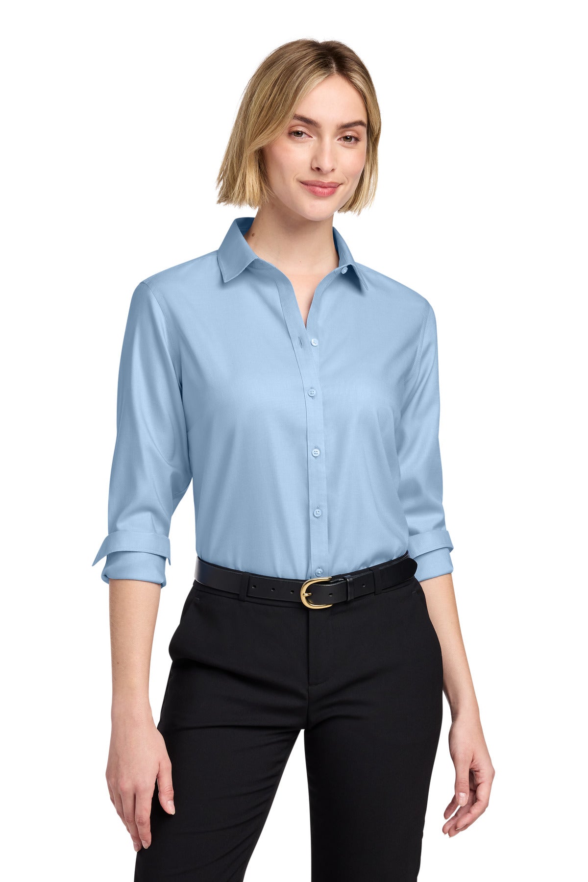 Brooks Brothers Women's Wrinkle-Free Stretch Nailhead Shirt - Newport Blue
